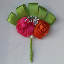Load image into Gallery viewer, Wine Red Satin Rose Boutonniere