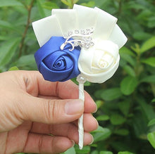 Load image into Gallery viewer, Wine Red Satin Rose Boutonniere