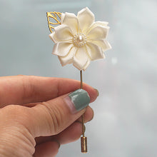 Load image into Gallery viewer, Satin Golden Leaf Boutonniere