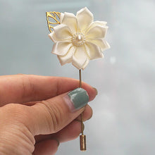Load image into Gallery viewer, Satin Golden Leaf Boutonniere