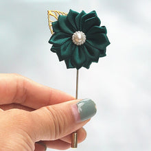 Load image into Gallery viewer, Satin Golden Leaf Boutonniere