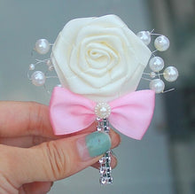 Load image into Gallery viewer, Ivory Cream Satin Boutonniere