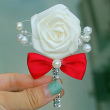 Load image into Gallery viewer, Ivory Cream Satin Boutonniere