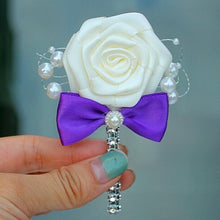 Load image into Gallery viewer, Ivory Cream Satin Boutonniere