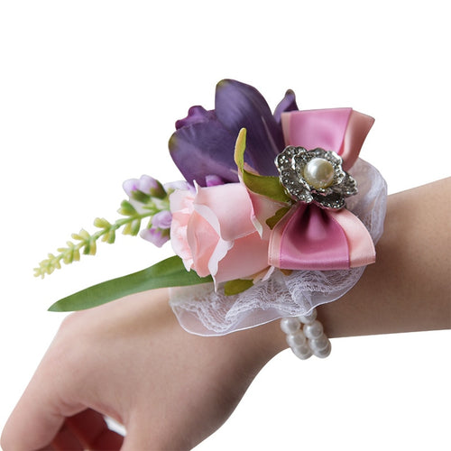 Pink Purple Rose Bridesmaid Hand Accessory