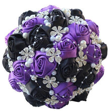 Load image into Gallery viewer, Bride flower with red white satin roses