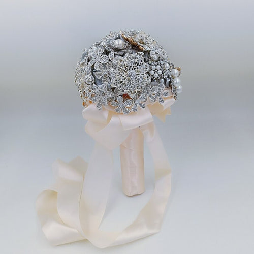 Luxury silver brooch accessory bride flower