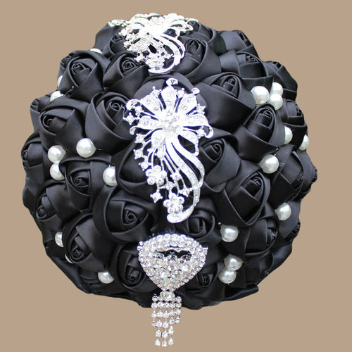 Black satin rose bride flower