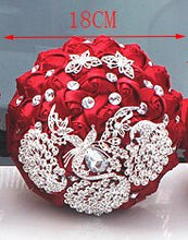 Load image into Gallery viewer, Bride flower with red roses in wine