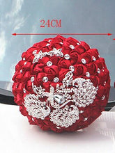 Load image into Gallery viewer, Bride flower with red roses in wine