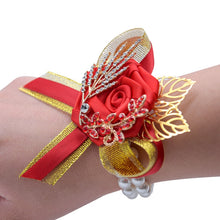 Load image into Gallery viewer, Gold And Red Bridesmaid Hand Accessory