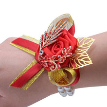 Load image into Gallery viewer, Gold And Red Bridesmaid Hand Accessory