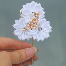Load image into Gallery viewer, Pure White Satin Boutonniere