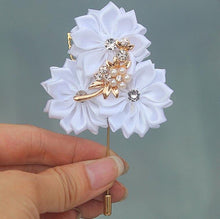 Load image into Gallery viewer, Pure White Satin Boutonniere