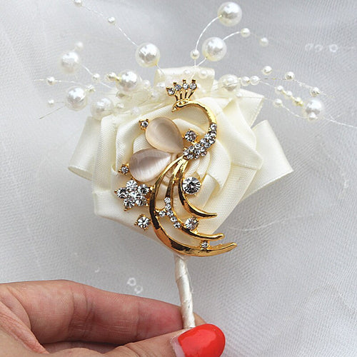 Rose Crystal Brooch Boutonniere