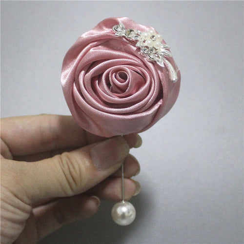 Pink Satin Roses Boutonniere