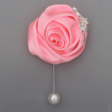 Load image into Gallery viewer, Pink Satin Roses Boutonniere