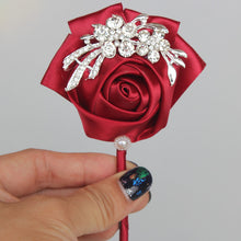 Load image into Gallery viewer, Rose Crystal Brooch Boutonniere