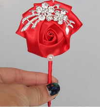 Load image into Gallery viewer, Rose Crystal Brooch Boutonniere