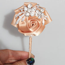 Load image into Gallery viewer, Rose Crystal Brooch Boutonniere