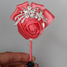 Load image into Gallery viewer, Rose Crystal Brooch Boutonniere