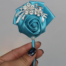 Load image into Gallery viewer, Rose Crystal Brooch Boutonniere