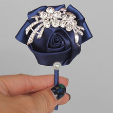Load image into Gallery viewer, Rose Crystal Brooch Boutonniere