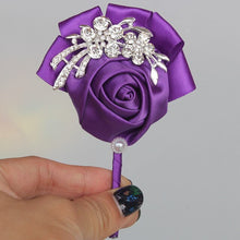 Load image into Gallery viewer, Rose Crystal Brooch Boutonniere