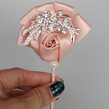 Load image into Gallery viewer, Rose Crystal Brooch Boutonniere