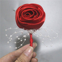 Load image into Gallery viewer, Red Satin Rose Boutonniere